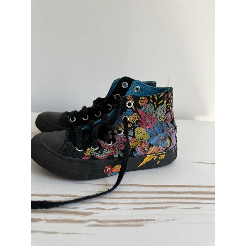 ✿ Converse Chuck Taylor All Star Youth Hi Top Sneakers Black Multicolor Size 12